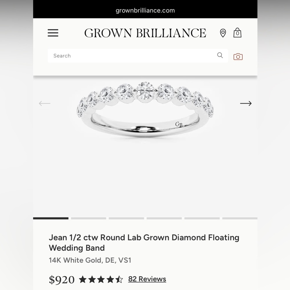 14K White Gold Lab Grown Diamond Wedding Band 1/2 CTW VS1 DE Round Eternity Ring